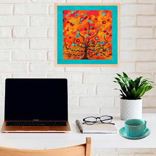 Affiche Arbre Brown De Vie Avec Fleurs Et Boho De Couleur