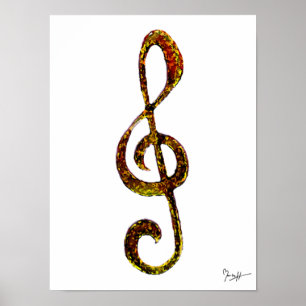 Affiche Arbre Clef Art - gravé à la main et numérisé