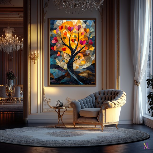 Affiche Arbre cœur de l'amour dans le style vitrail (Créateur téléchargé)
