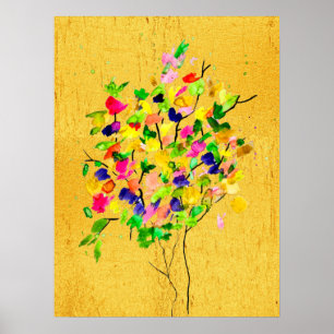 Affiche Arbre coloré aquarelle