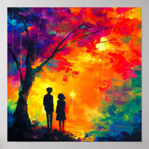 Affiche Arbre coloré d'amour