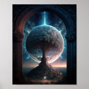 Affiche Arbre cosmique Universe Arbre surréaliste Imaginai