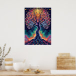 Affiche Arbre cosmique vibrant<br><div class="desc">Cette oeuvre d'art cosmique aux murs d'arbres,  au design abstrait époustouflant avec des branches colorées,  des racines éclatantes et un arrière - plan de galaxie mystique,  est parfaite pour les amoureux de la nature et de l'imaginaire.</div>