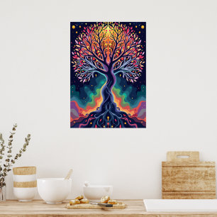 Affiche Arbre cosmique vibrant