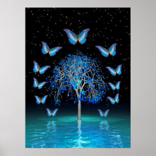 Affiche Arbre cristal papillon