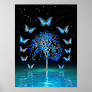 Affiche Arbre cristal papillon