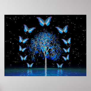 Affiche Arbre cristal papillon