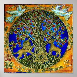 Affiche Arbre d'affiche de Judaica de la vie