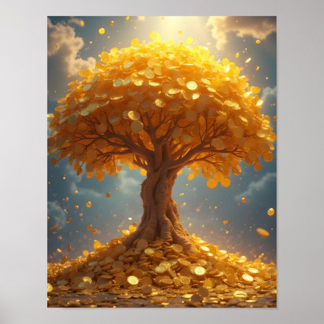 Affiche arbre d'argent doré pièces d'or (Devant)