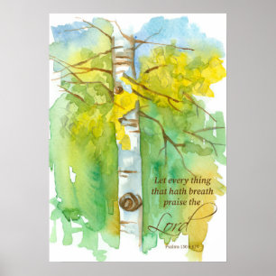 Affiche Arbre d'Aspe Bible Écriture Psaumes 150:6 Automne