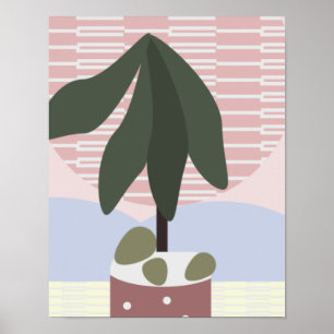 Affiche Arbre d'avocat rougir géométrique muet