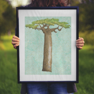 Affiche Arbre de baobab aquarelle