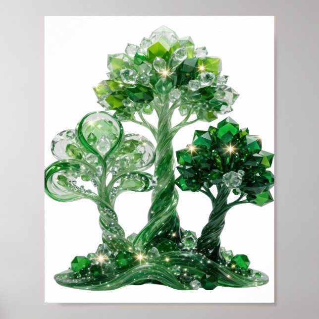 Affiche Arbre de bijoux vert émeraude accrocheur (Devant)