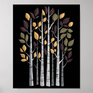Affiche Arbre de bouleau amant d'automne saison feuilles d