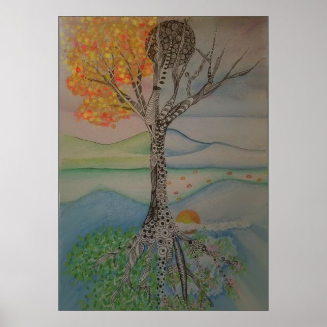 Affiche Arbre de conception de ligne de quatre saisons (Devant)