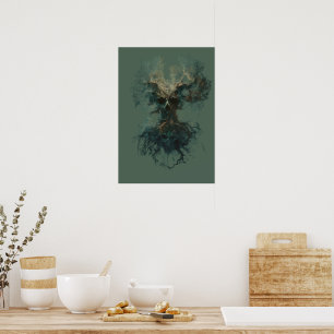 Affiche Arbre de crâne Surréalisme Nature sombre