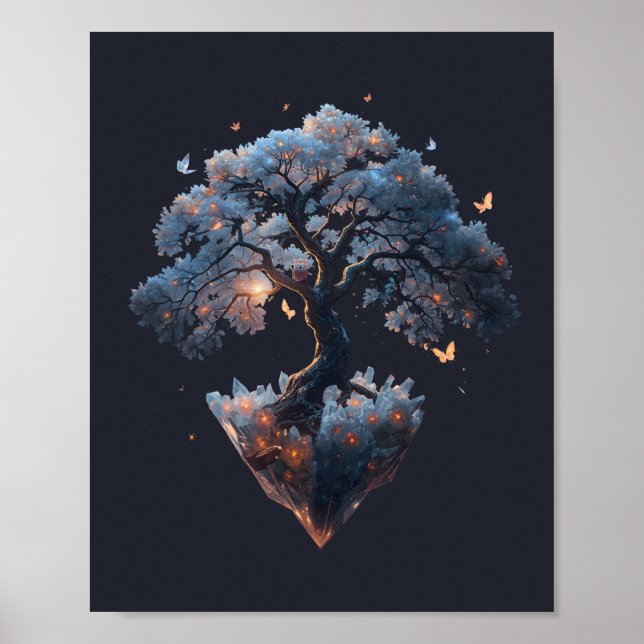Affiche Arbre de cristal céleste – Art de la nature fantas (Devant)