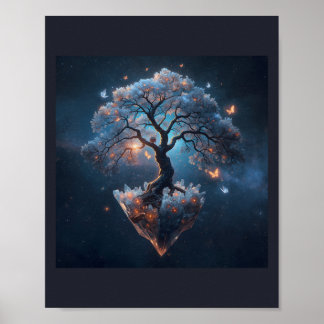 Affiche Arbre de cristal céleste – Art de la nature fantas