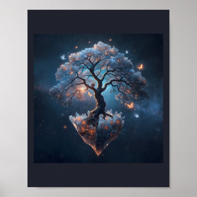 Affiche Arbre de cristal céleste – Art de la nature fantas (Devant)