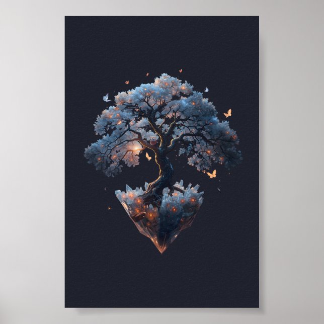 Affiche Arbre de cristal céleste – Art de la nature fantas (Devant)