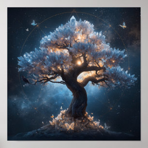 Affiche Arbre de cristal sous un ciel céleste – Fantaisie