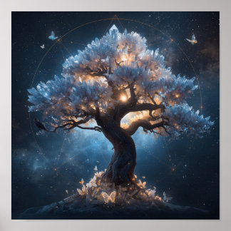 Affiche Arbre de cristal sous un ciel céleste – Fantaisie