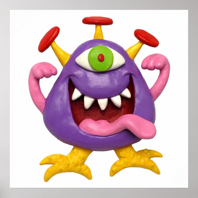 Affiche Arbre de douche pour bébé monstre violet goofy (Devant)