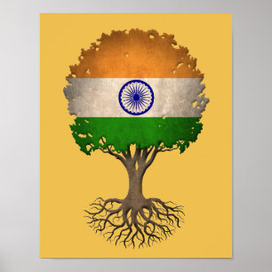 Affiche Arbre de drapeau de la vie indien personnalisable