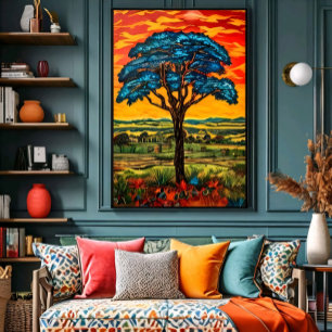 Affiche Arbre de Feu Bleu