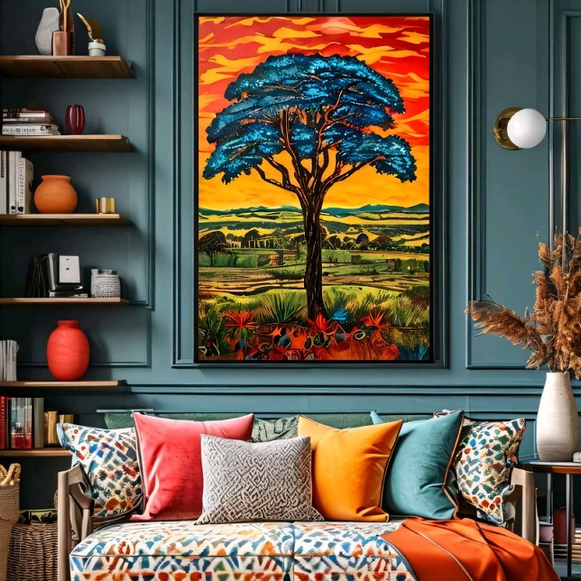 Affiche Arbre de Feu Bleu (Créateur téléchargé)