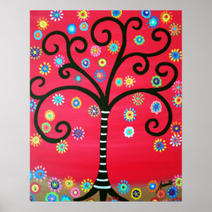 AFFICHE ARBRE DE LA PEINTURE DE LA VIE