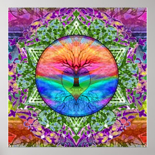 Affiche Arbre de la vie apaisant dans des couleurs