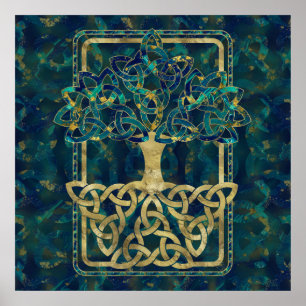 Affiche Arbre de la vie - Yggdrasil avec des symboles de