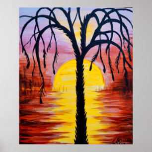 Affiche Arbre de Lepidodendron au coucher du soleil de car