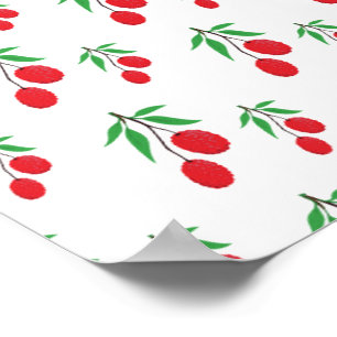 Affiche Arbre de litchi Feuille verte Amateur de fruits tr