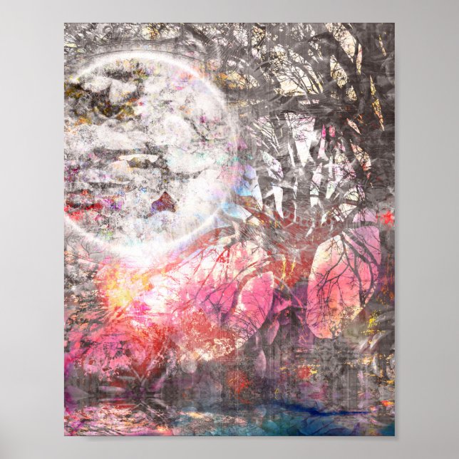 Affiche Arbre de lune mystique Imaginaire Paysage Imprimer (Devant)