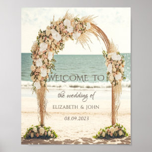 Affiche Arbre de mariage de plage avec roses