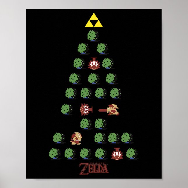 Affiche Arbre de Noël 8 bits (Devant)