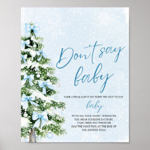 Affiche Arbre de Noël à Ruban Bleu pour Baby Shower 'Ne di