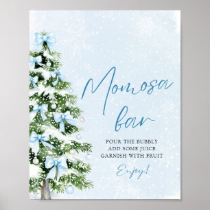 Affiche Arbre de Noël à Rubans Bleus Panneau de Bar Momosa