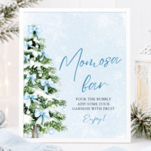 Affiche Arbre de Noël à Rubans Bleus Panneau de Bar Momosa