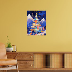 Affiche Arbre de Noël Abstrait Coloré
