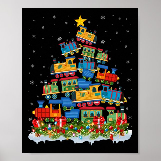 Affiche Arbre de Noël amateur de train Santa Train de Noël (Devant)