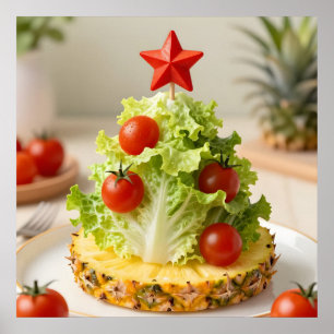 Affiche Arbre de Noël aux légumes, feuilles de laitue et c