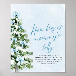 Affiche Arbre de Noël aux Rubans Bleus pour Baby Shower : 