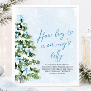 Affiche Arbre de Noël aux Rubans Bleus pour Baby Shower :