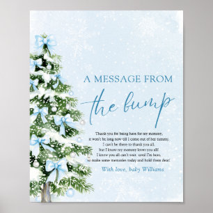 Affiche Arbre de Noël aux Rubans Bleus Un Message De Bébé