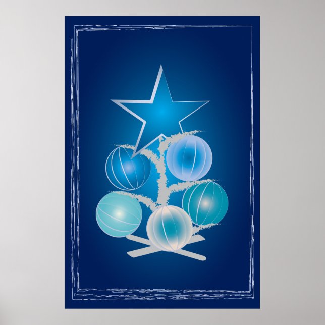 Affiche Arbre de Noël bleu (Devant)