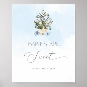 Affiche Arbre de Noël bleu hiver Les bébés sont doux