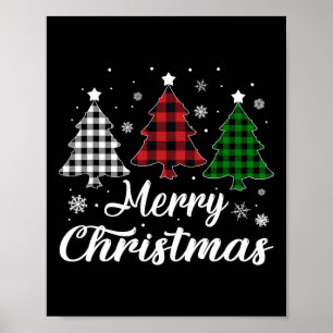 Affiche Arbre de Noël Buffle Plaid Rouge Blanc Vert